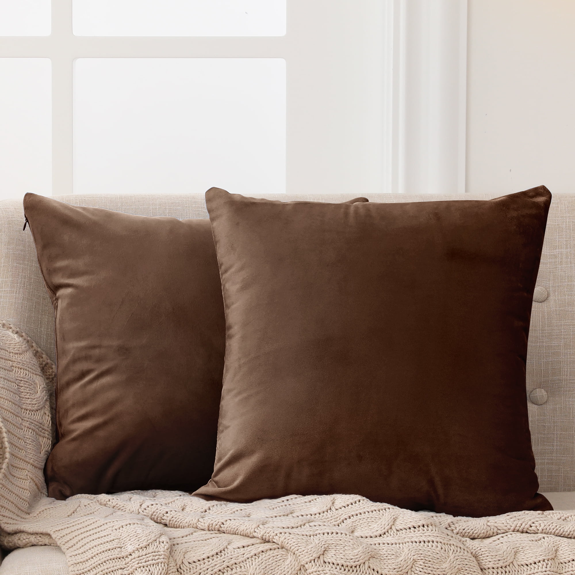Pure Color Short Plush Pillow Case Throw Home Decor Bed Sofa Waist Cushion Cover
