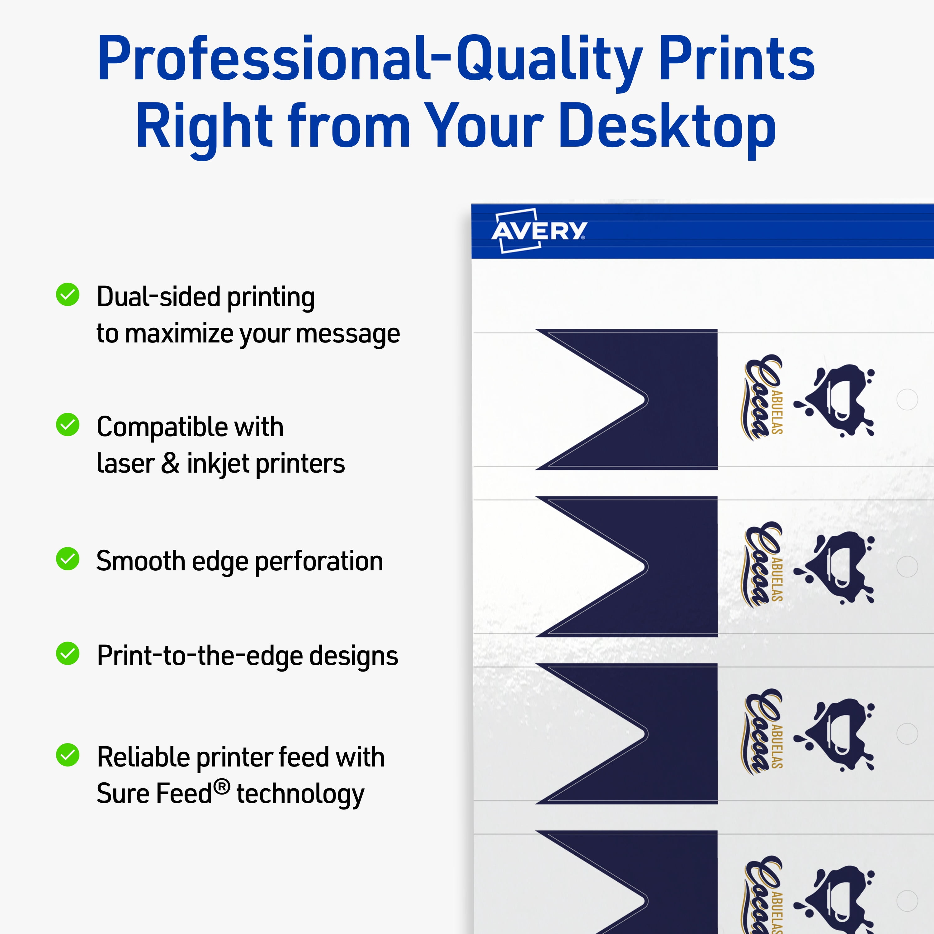 Avery Banner Rectangle Flag Tags, 1" x 3", Glossy White, 400 Total
