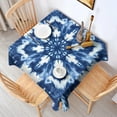 thumbnail image 2 of Indigo Tie Dye Snowflake Square Tablecloth,Waterproof Square Table Cover,Wipeable Spillproof Washable Table Cover for Home Kitchen Party Decor 52"x52"(132x132cm), 2 of 6