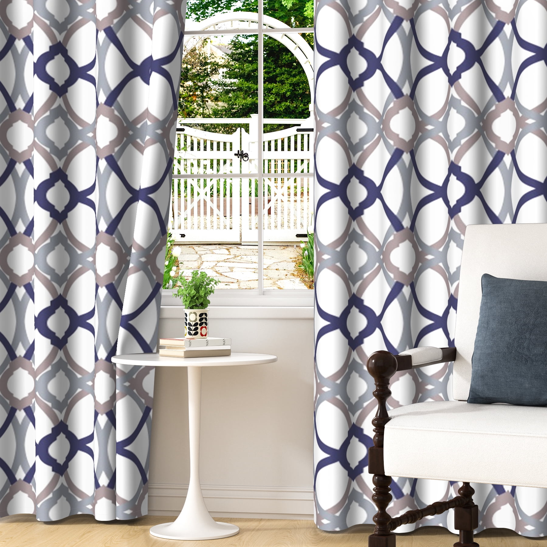 Lfeey Blackout Curtains Geometric Modern Grommet Curtains, Room Darkening Privacy Drapes, Purple and Gray, 42x84 Inches, 2 Panels