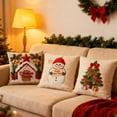 thumbnail image 4 of Cinvoph 18"x18" 3pcs Embroidered Christmas Throw Pillow Covers Linen Festive Xmas New Year Holiday Decor, Decorative Pillow Cases for Couch Sofa Bed Chair Living Room Home Decoration, 4 of 7