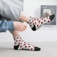 thumbnail image 2 of Fuzoiu Red Ladybugs On Black Dotted Print Adult Socks, Crew Moisture-wicking Socks, Unisex Cushion Crew Socks,Casual Sports Ankle Socks, 2 of 7