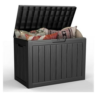 LHBcraft 40 Gallon Deck Box, Resin Outdoor Storage Box, Waterproof