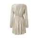 thumbnail image 5 of Mini vestido de lentejuelas de manga larga para mujer - Vestido de cóctel brillante y brillante, poliéster, cuello redondo, corte en A, 5 of 5
