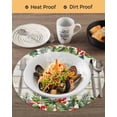 thumbnail image 3 of 15 Inch Round Placemats Set of 4, Merry Christmas Non Slip Heat Insulation PP Table Mats, Xmas Winter Pine Needles Berries Wood Washable Place Mats for Kitchen Dining Party Table Decor, 3 of 7