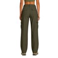 thumbnail image 4 of KDDYLITQ Cargo Pants Women Straight Leg Quick Dry Workout Trousers Stretch Waterproof Casual Workout Lounge Trendy Hiking Pants with Multi Pockets Dark Green S, 4 of 6