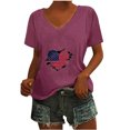 thumbnail image 2 of Camisetas Casuales de las Mujeres Gradiente Día de la Independencia Impreso Cuello Redondo, Blusa de Manga Corta para Diario, Fiesta Y Primavera Verano, 2 of 8
