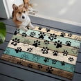 thumbnail image 3 of 2x3 Ft Entryway Area Rug, Sage Green Brown Paw Prints Kitchen Rug Runner Washable Floor Mat, Vintage Farmhouse Wooden Grain Non Slip Indoor Door Mat Throw Carpet for Bathroom Living Room Bedroom, 3 of 8