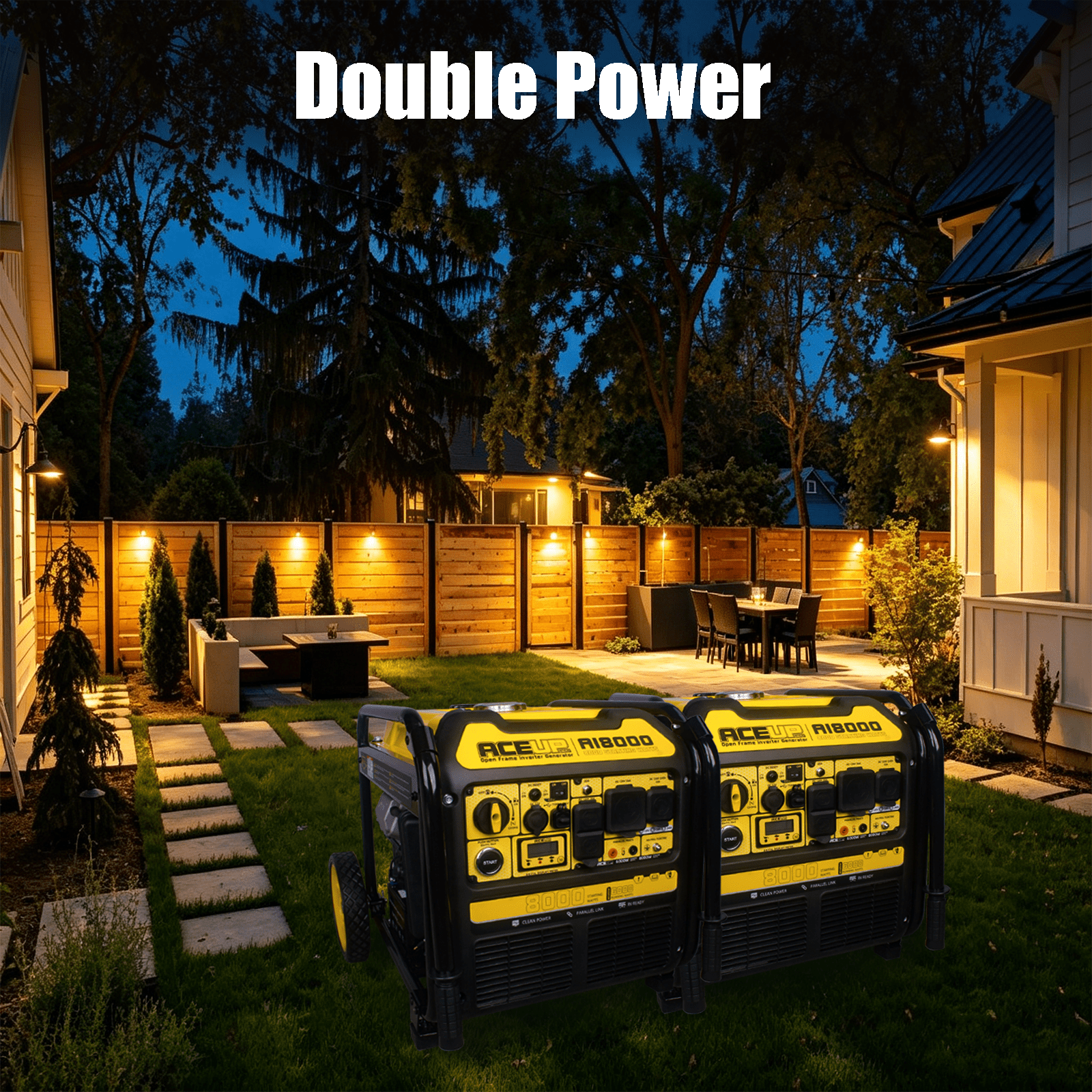 Aceup Energy 8000W Gasoline Pull Cord Start Inverter Generator, RV-Ready for Home Use, Emergency