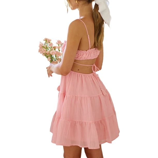 Fortune Women Backless Mini Dresses Strap Cutout Swing Dress Vacation Beach Dress - Walmart.ca Fortune Women Backless Mini Dresses Strap Cutout Swing Dress Vacation Beach Dress - Walmart.ca
