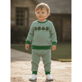thumbnail image 3 of Miaouyo Baby 2Pcs Spring Outfits Long Sleeve Shamrock Embroidery Striped Sweatshirt + Pants Set Kid Clothes, 3 of 9