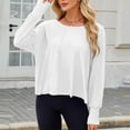 thumbnail image 6 of Penkiiy Women's Fall Trendy Backless Loose Top - Oversized Long Sleeve Thumb Hole Shirt | Casual Solid Color Pullover 2XL White, 6 of 9