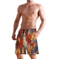 thumbnail image 2 of Dailycode Men's Quick Dry Swim Trunks Beach Shorts Casual Summer Board Shorts with Pockets, Blue Red Orange Tie Dye, 2 of 8