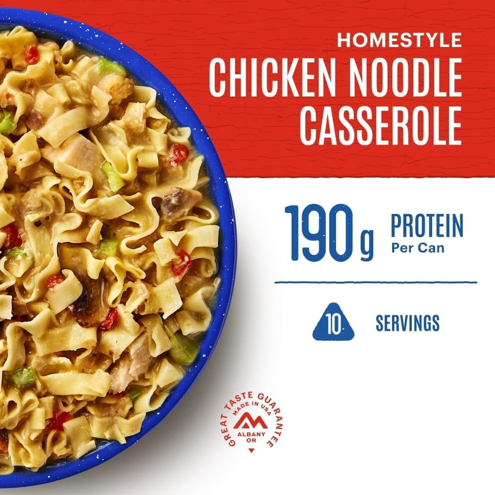 Mountain House Homestyle Chicken Noodle Casserole #10 Can – 6-Pack | Freeze-Dried Camping & Backpacking Food | Emergency Survival Meal | Fully Cooked, Ready-to-Eat | 30-Year Shelf Life | Made in USA