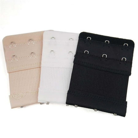 

Ladies Womens Bra Extenders Extension Expander Black White Beige 3-Hook 3-Pack(Multi-Color)