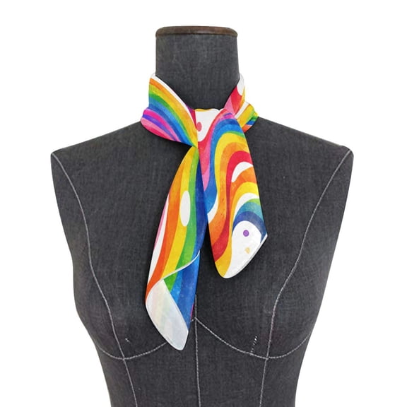 Square Scarf 24x24 Inch Groovy Rainbow Swirl Pattern Silky Satin Sun Protection Neck Scarf for Women Multi-Purpose Head Wrap Bandana for Hair Bag Decoration