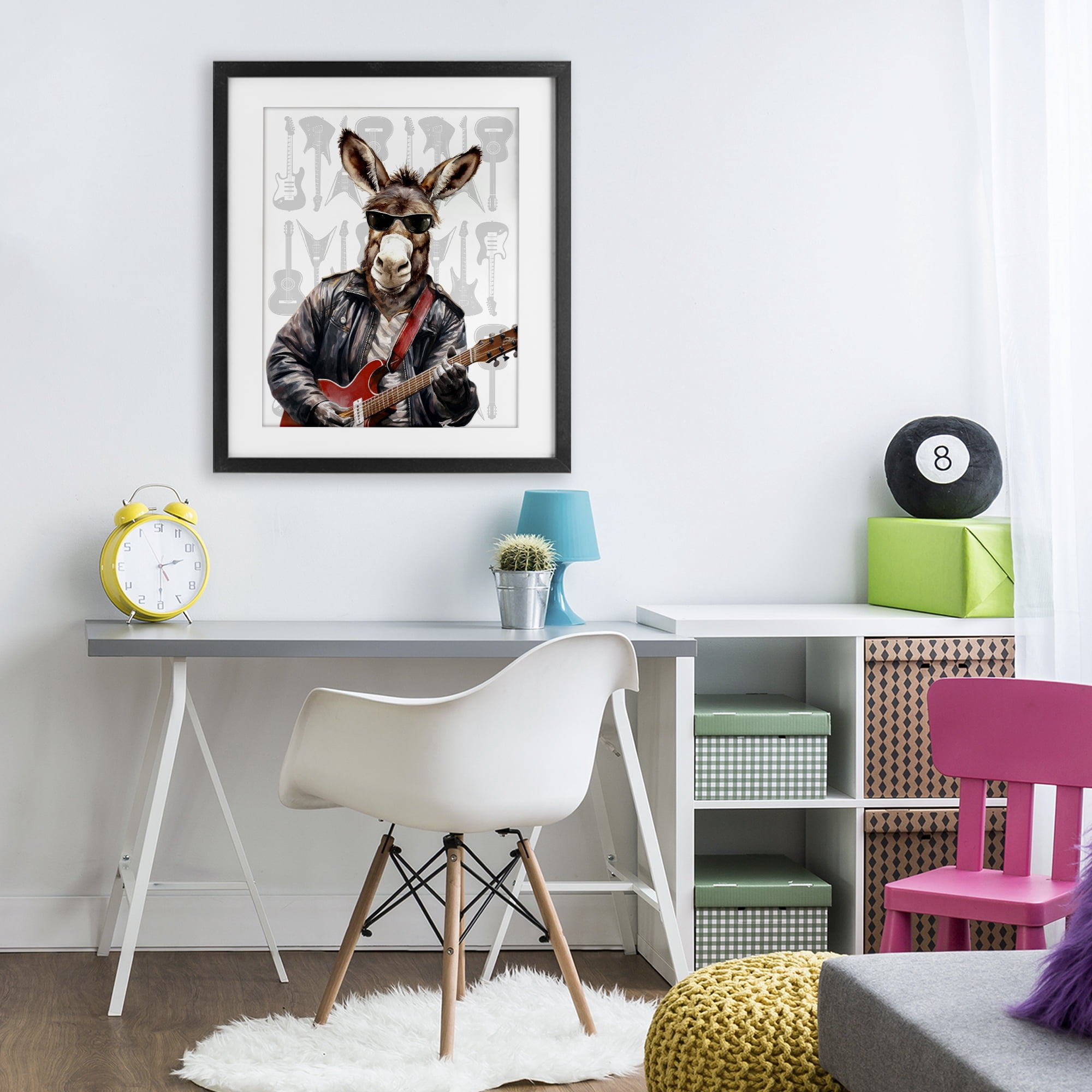 Stupell Industries Performing Musician Donkey Black Framed Print Under Glass, design by CAD Designs