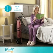 Stander Wonder Walker Plus, Lightweight Folding Rolling Walker for Seniors, Collapsible Travel EZ Fold-N-Go Walker with Wheels, Glides, Basket, Compact Standard Walker, Blue