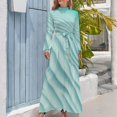 thumbnail image 4 of Turquoise Ripple Sand Texture Women's Long Dress Long Sleeves Dress Vintage Dresses Party Maxi Dress High Waist Dress, 4 of 4