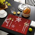 thumbnail image 3 of Merry Christmas Red Snowflake Rectangle Dining Placemat 4PCS Heat-resistant Placemats 12 X 18 Inch Winter Table Mats for Party Kitchen Dining Decor for Kitchen Dining Table,Kitchen Table Mats, 3 of 5