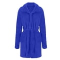 thumbnail image 5 of AnuYalue Womens Fuzzy Robe Mid Length Bathrobe Belted Soft Bath Robes Plush Nightgown with Pockets Fall Winter Spa Robes, 5 of 6