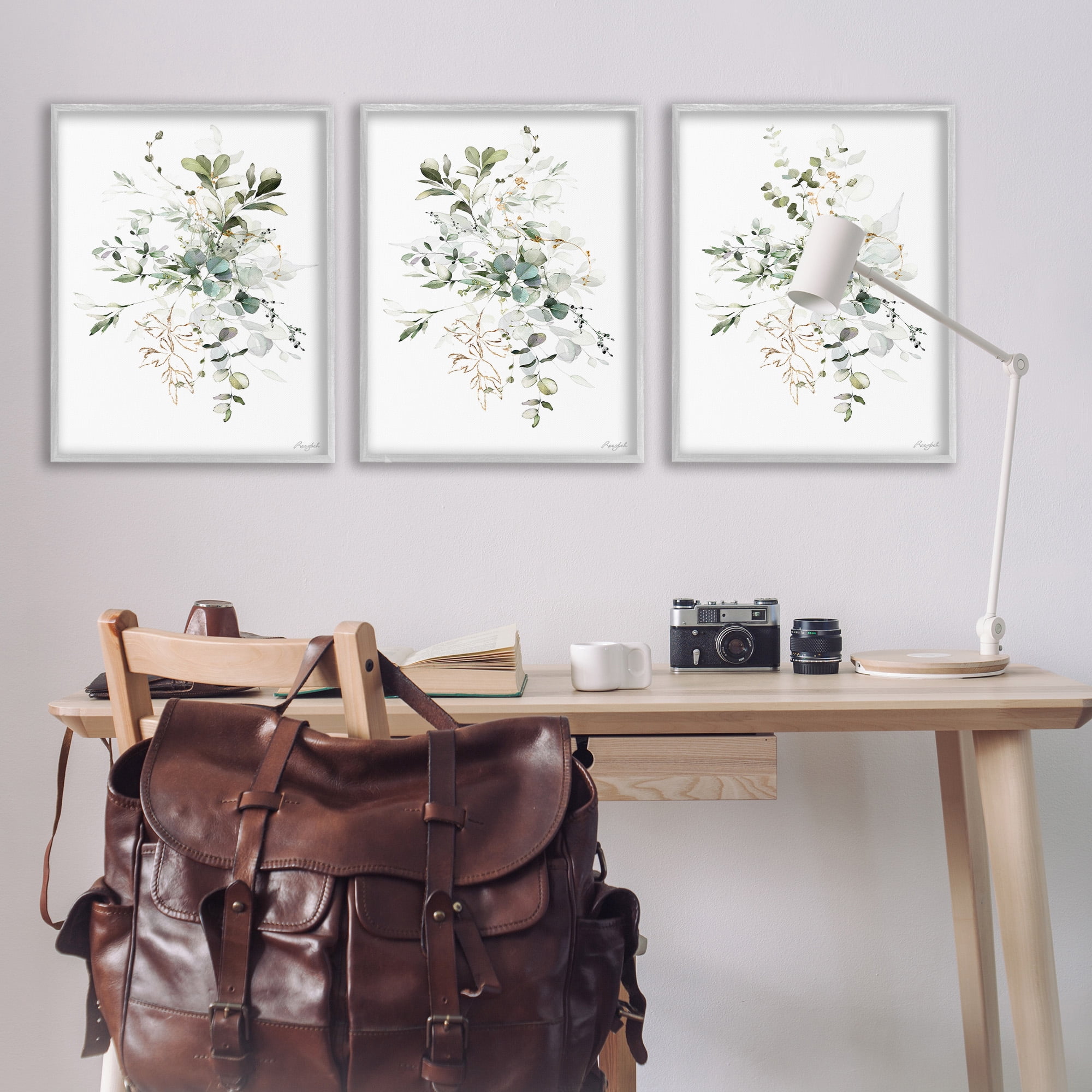 Stupell Industries Herbal Botanicals Pattern Botanical & Floral Painting Gray Framed Art Print Wall Art, 24 x 30, Set of 3