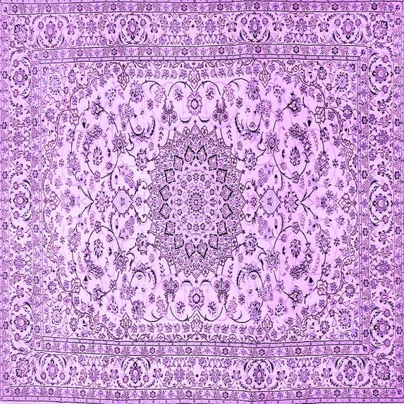 Ahgly Company Indoor Square Medallion Purple Traditional Area Rugs, 5' Square