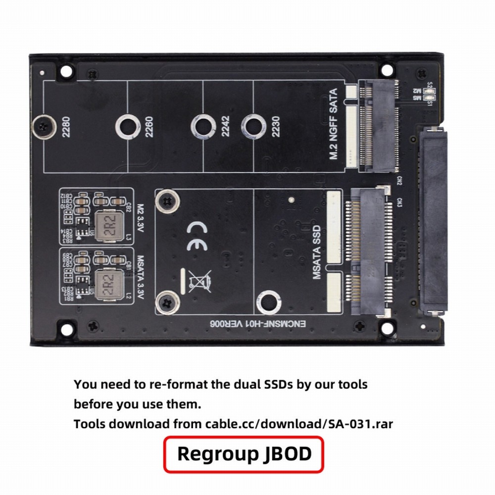 Xiwai Dual MSATA NGFF B+M SSD Card JBOD Raid0 Span Bridge to 2.5inch SATA Combo HDD Disk Drive Enclosure