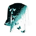 thumbnail image 5 of T-Shirt à Manches Courtes à Imprimé Floral Top Dames Bleu L, 5 of 5