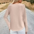 thumbnail image 7 of Jinhomg Womens Tops Casual Waffle Knit Long Sleeve Fall Shirts Lace Boho Hollow Out Crewneck Work Blouse Tunics Pink,S, 7 of 7