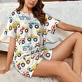 thumbnail image 4 of Fotbe Cartoon Monster Trucks Print Pajama Set for Women 2 Piece Loungewear Short Sleeve Tops and Shorts Set Soft Sleepwear-Large, 4 of 7