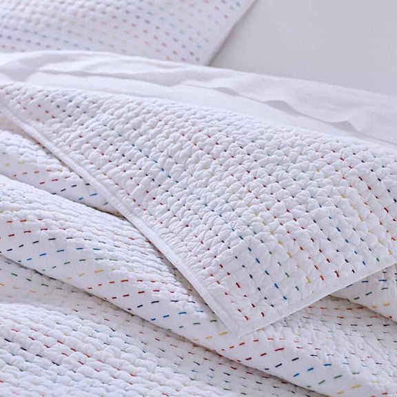 Cotton straight stitch kantha quilt set