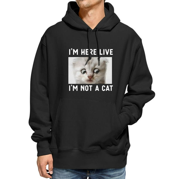 Envmenst I M Here Live I Am Not A Cat Funny Video Zoom Call Cat Vintage Men S Hoodies Sweatshirt Walmart Com