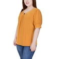 thumbnail image 2 of NY Collection Women's Plus Size Short Sleeve Balloon Sleeve Top With Hardware, 2 of 4