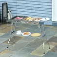 thumbnail image 2 of Outdoor Grill, Charcoal Grill, Stainless Steel Portable Folding BBQ, Outdoor Hibachi for Backyard Cooking, Camping, Picnic, Party, Tailgating and Travel with Pan, Grill Rack, Shelves, and Hooks, 2 of 11