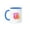 Blue/White, variant on 3drose, Monogram Letter K Inside a Pink, Red, and Yellow Paint Splash., 11oz Two-tone Blue Mug