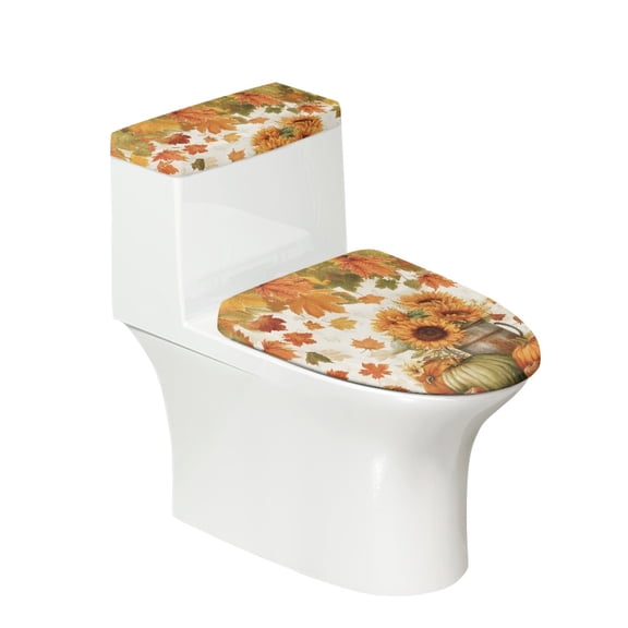 HELLHERO Fashion for Modern Bathrooms, Stretch Polyester Toilet Seat Cover, Soft, Universal, 2 Pack Sunflower