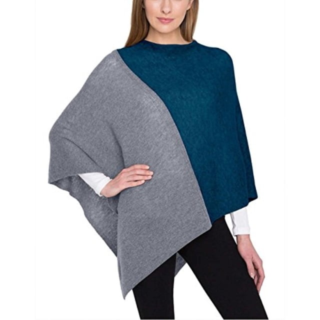 celeste ladies' colorblock cashmere blend travel wrap poncho (grey, one ...