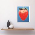 thumbnail image 2 of A Single Strawberry Block Colour Artwork Red on Blue Bold Bright Minimalist Kitchen Decor Art Print Framed Poster Wall Decor 12x16 inch, 2 of 5
