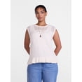thumbnail image 2 of Scenario Women's Texture Peplum Tank Sweater, Lightweight, Sizes XS-XXXL, 2 of 6