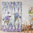 thumbnail image 6 of Shower Curtain Purple Vintage Floral Shower Curtains for Bathroom Decor, Waterproof Polyester Shower Curtain Set with Hooks, Small Stall Size 36" x 72" White Wood Grain, 6 of 9