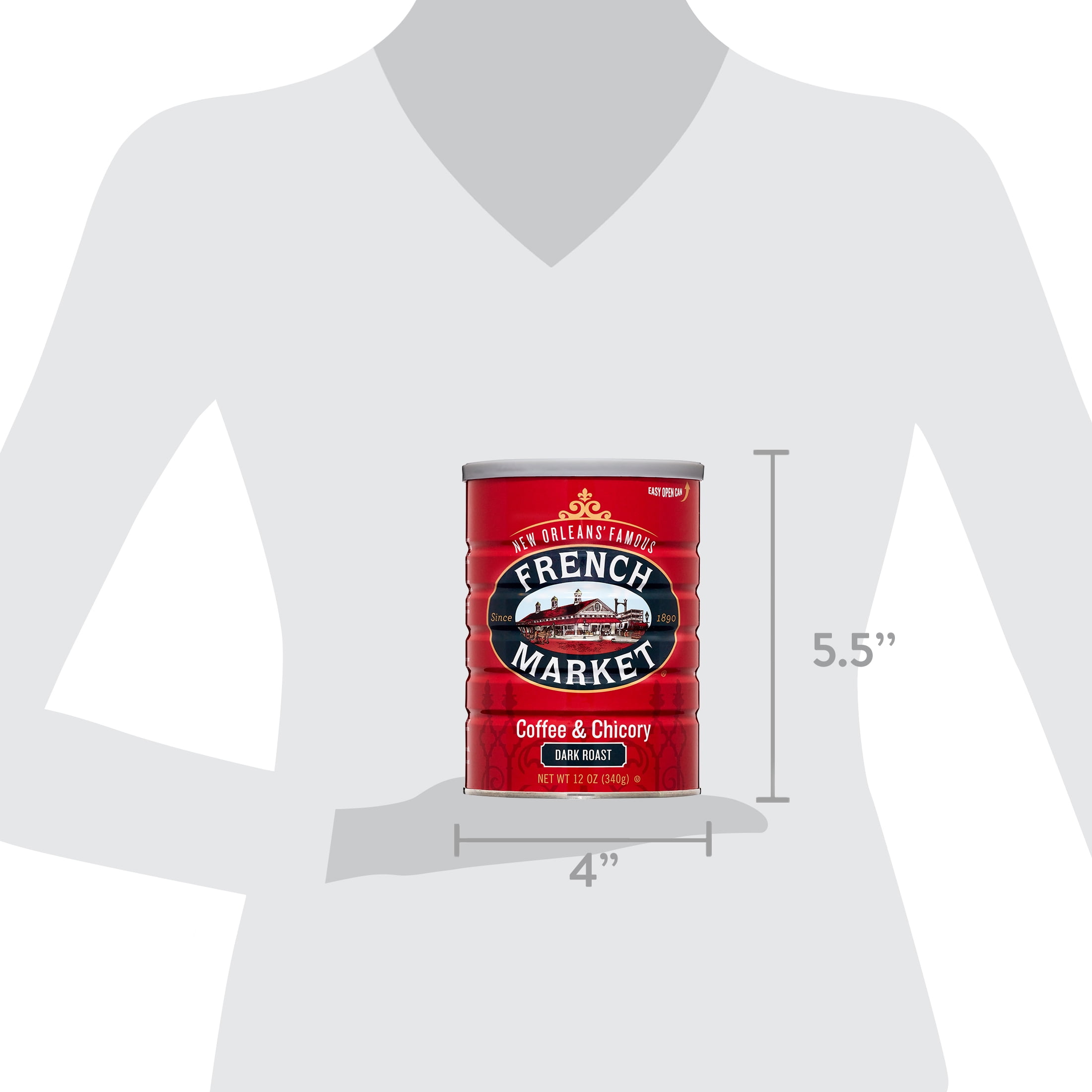 French Market Coffee & Chicory, Dark Roast, 12 oz. Can