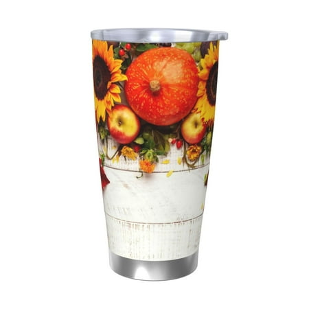 

Zeuib Thanksgiving With Autumn Printed 20oz Stainless Steel Insulated Car Cup Stainless Steel Thermal Cup Vacuum Insulated Leak-proof Travel Mug Cup-Without Straw