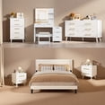 thumbnail image 2 of Complete 6-Piece White Bedroom Set with Bed Frame, Vanity, 2 Nightstands and 2 Drawer Cabinets, 2 of 31