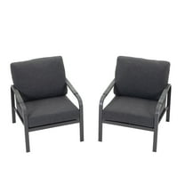 Set of 2 Aluminum Patio Armchairs, All-Weather Outdoor Sofa with Washable Thick Cushions, Grey, Perfect for Balconies, Decks, and Patios