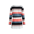 thumbnail image 3 of Yuemengxuan Women Summer Dress, Stripe V-Neck Long Sleeves Drawstring Waist Skirt, 3 of 9