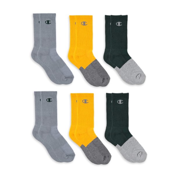 Champion Champion Unisex Socks, 6 Pack Crew Socks, Sizes 7 11