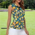thumbnail image 2 of Garronmavis Women's Golf Shirt Zipper Sleeveless Tennis Shirts Athletic Casual Collared Shirts Athletic Tops Womens Hawaiian Golf Shirt, Hawaiian Lemon Print, Size 2XL, 2 of 7