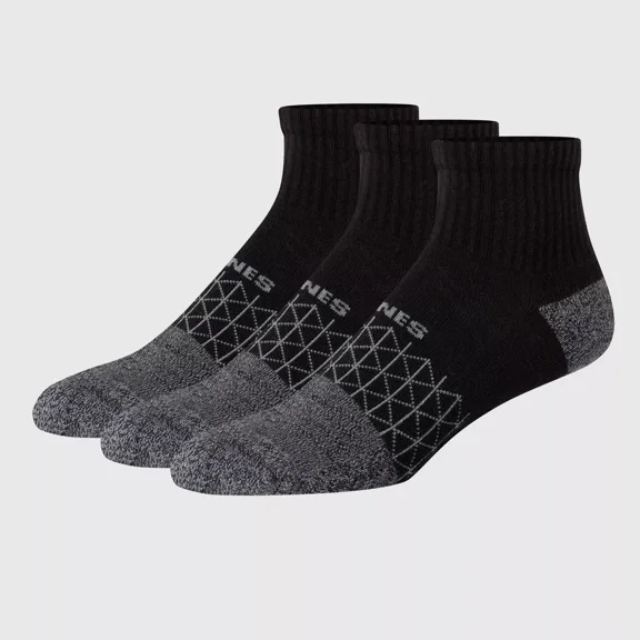 Hanes Men's 3pk Absolute Active Cushioned Ankle Socks - 6-12, Black