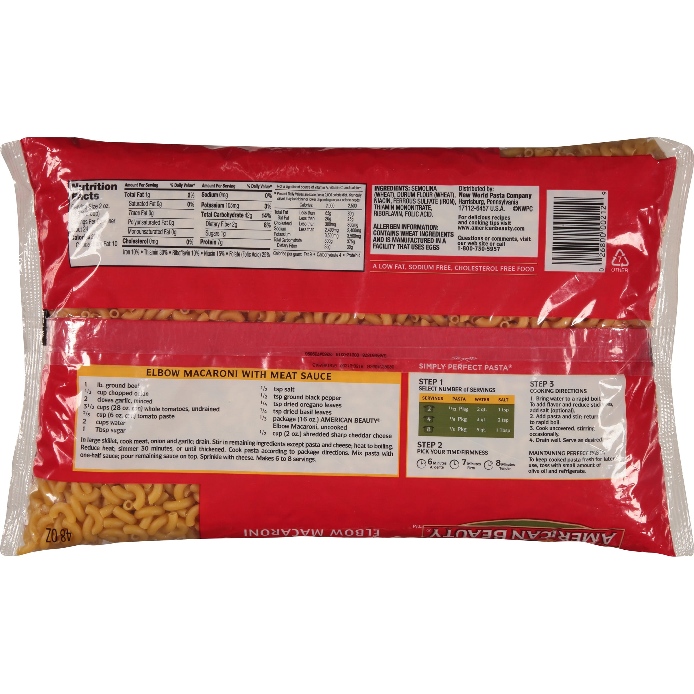 (4 pack) American Beauty 48 oz Elbow Macaroni Pasta